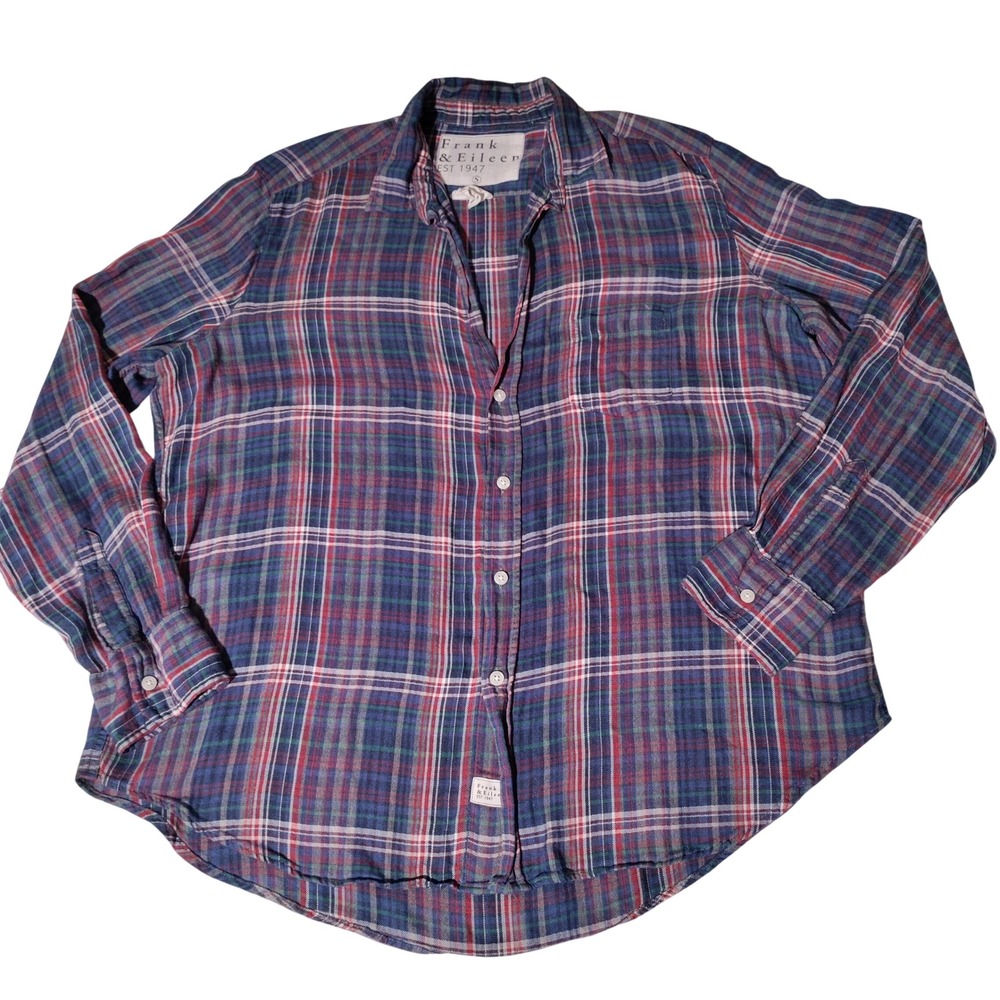 Frank & Eileen Eileen Plaid Button Up Shirt Blue Red Green Cotton Small
